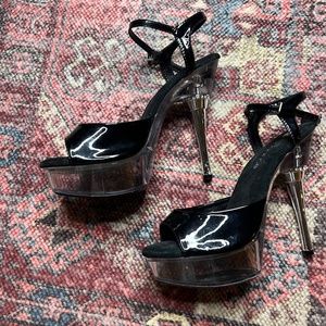 lapdance black & clear pleaser style stripper exotic dancer platform hee…